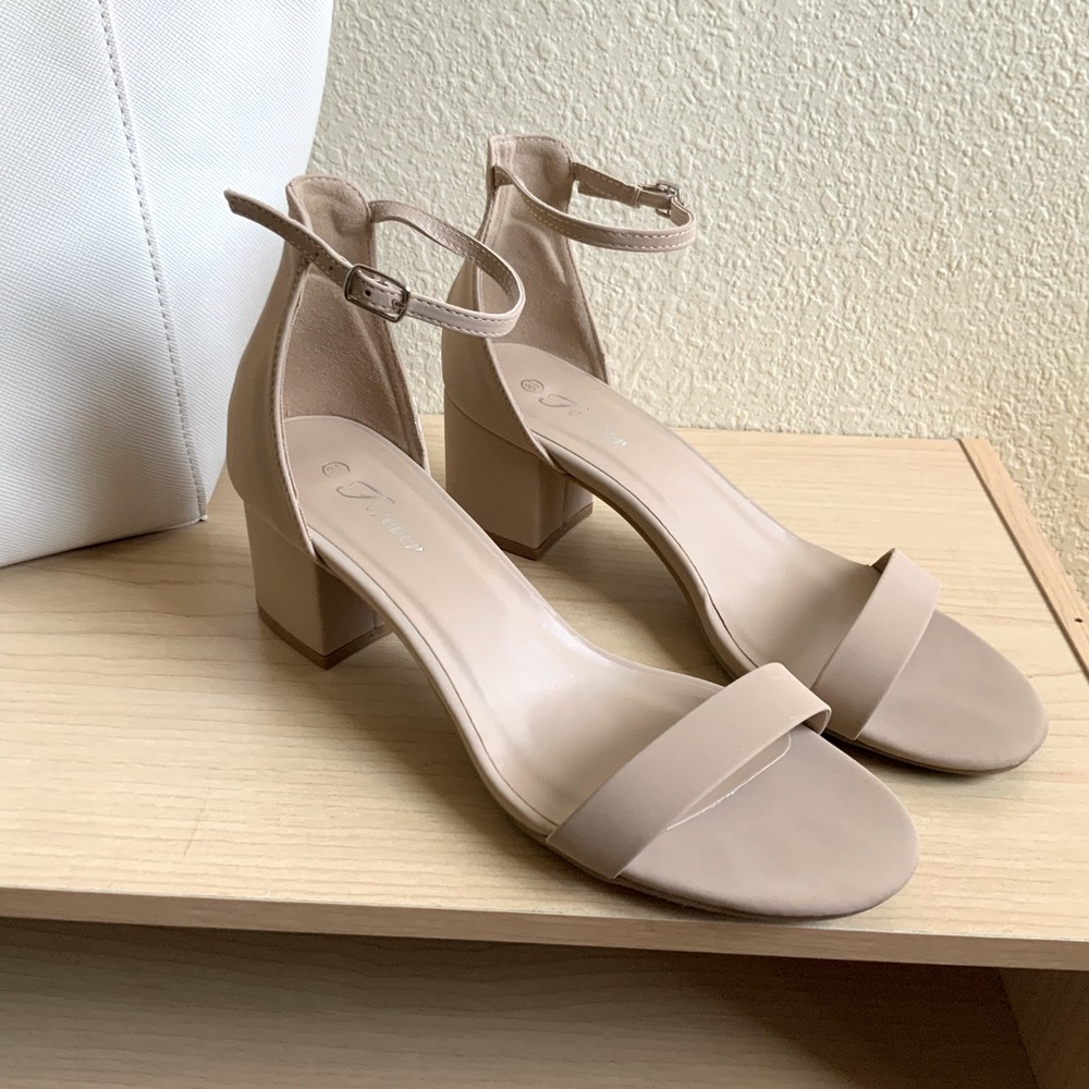 Nude Classic Strappy Block Heeled Sandal